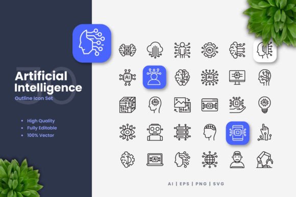 Artificial Intelligence Icons: A Modern Graphic Design Asset