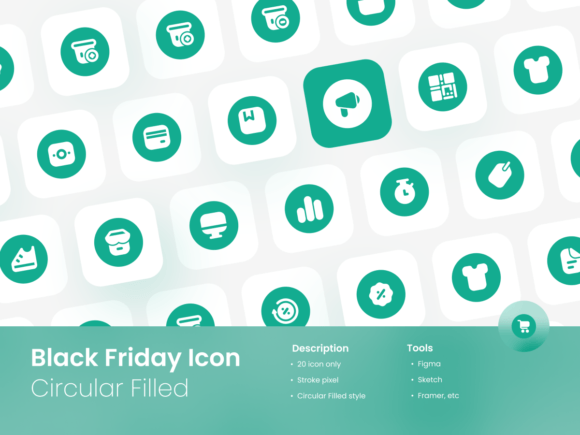 Black Friday Icon Set Circular Filled