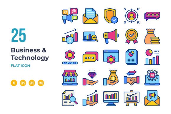 Business and Technology Icon in Flat: A Modern Graphic Design Asset