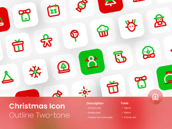 Christmas Icon Set Outline Graphics