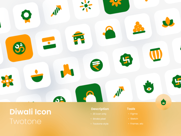 Diwali Icon Set Twotone Style Graphics