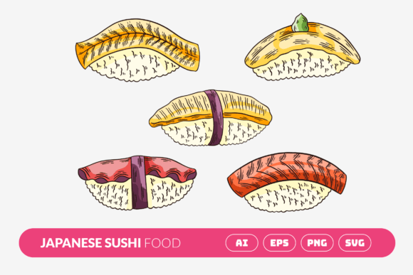 Doodle Japanese Sushi Food Vol 1 - Playful Graphics for Creative Sellers