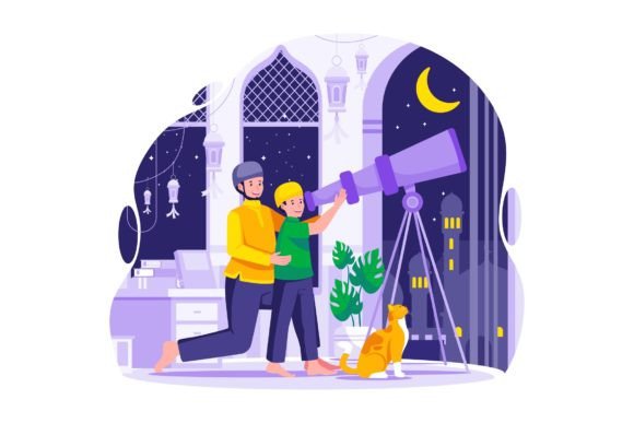 Family Looking for Hilal Graphics
