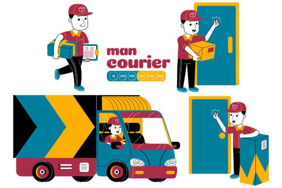 Man Courier Vector Pack 03 Graphics