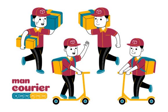 Man Courier Vector Pack 05 Graphics