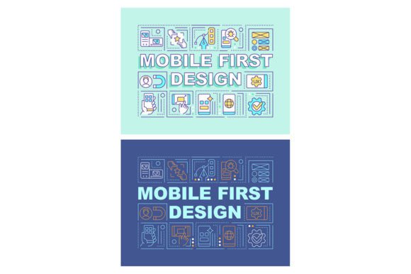 Mobile First Design Word Banner Set for Modern Branding