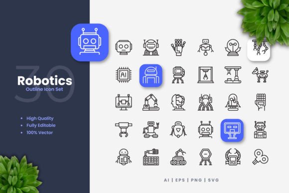 Robotics Icons: A Modern Graphic Design Asset for Content Publishers
