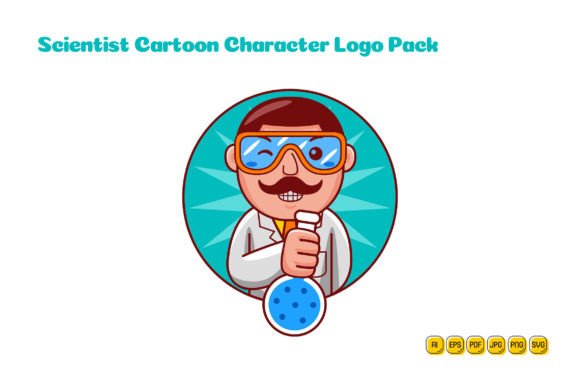 Scientist Cartoon Character Logo 01: A Versatile Graphic Design Asset