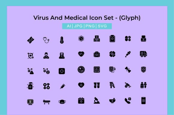Virus and Medical Icon Set - Glyph Graphics