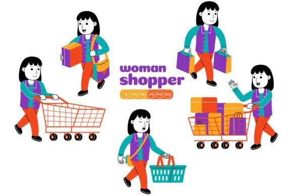 Woman Shopper Vector Pack 01 Graphics