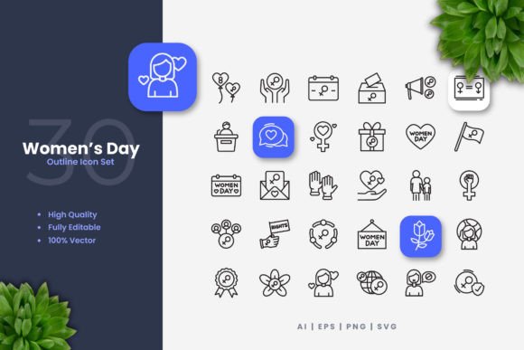 Women’s Day Outline Graphics for Local Branding